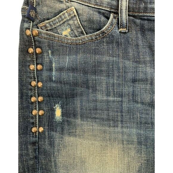 Rock & Republic Bumpershoot Short Womens 8 Distressed Cut-Off Raw Hem Blue Denim - Picture 7 of 10